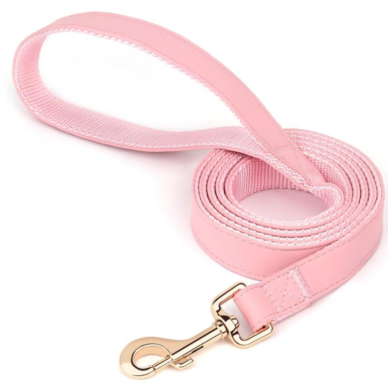 PET ARTIST PU Leather Dog Leash, Colorful Leather Leash 5ft by 3/4in, Sof Nylon Padded Durable Dog Lead with Aluminum Hook, Walking and Training Pet Leashes for Small Medium Dogs,Pink Pink - PawsPlanet Australia