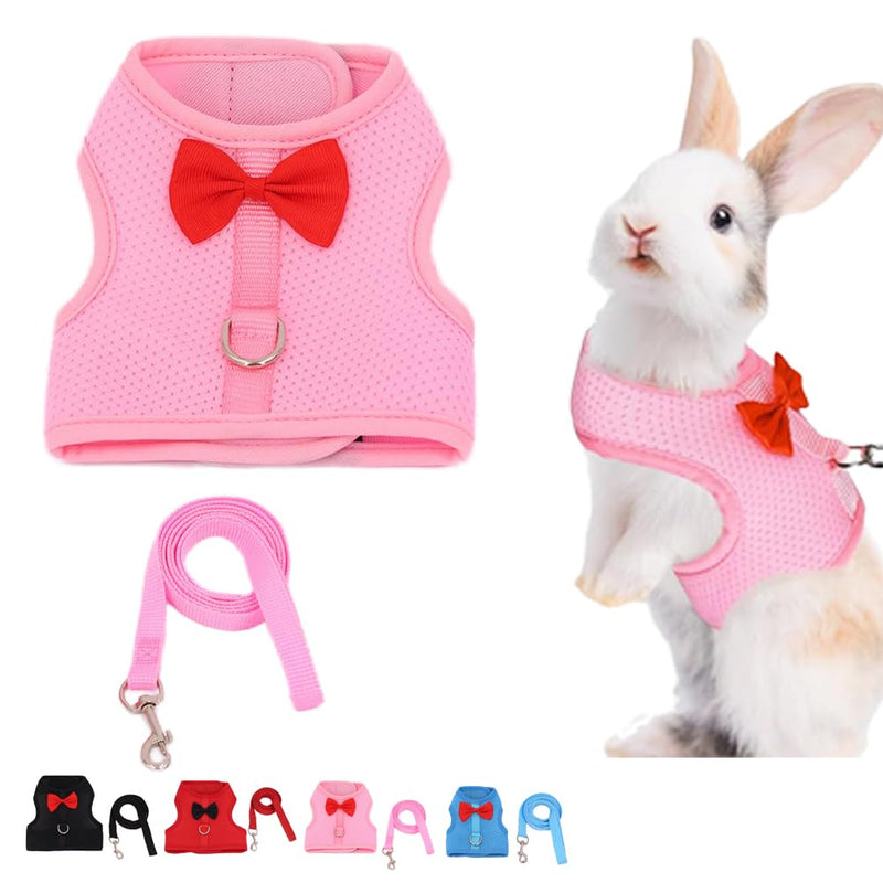 Bunny Harness and Leash for Walking Escape Proof,Mesh Breathable Adjustable Rabbit Leash Camping Hiking Training for Bunny Ferret Kitten Puppy Pink S (Chest:7.1-9.4") S Neck 5.5-7.1'' Chest 7.1-9.4” - PawsPlanet Australia