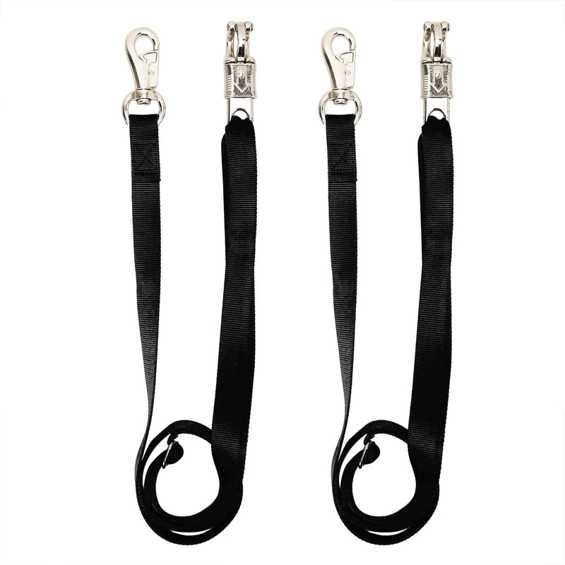 2PCS Cross Ties,Adjustable Nylon Cross Ties for Horse Horse Trailer Tie with Panic Snap and Bull Snap, Adjustable Length from 44.5-78.5 Inch,Black - PawsPlanet Australia