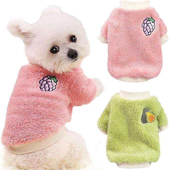2 Pieces Dog Sweaters for Small Dogs Girl Fall Small Dog Sweater Winter Warm Puppy Clothes Fleece Chihuahua Sweater Cute X-Small Dog Clothes for Girls Cat Clothes XXL S - PawsPlanet Australia