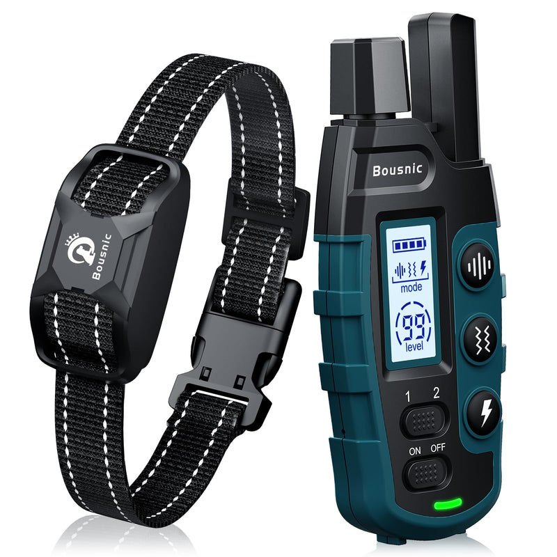 Bousnic Dog Shock Collar - 3300Ft Training Collar with Remote for 5-120lbs Small Medium Large Dogs Rechargeable Waterproof e Collar with Beep (1-8), Shake(1-16), Safe Shock(1-99) Modes (Black) Black - PawsPlanet Australia
