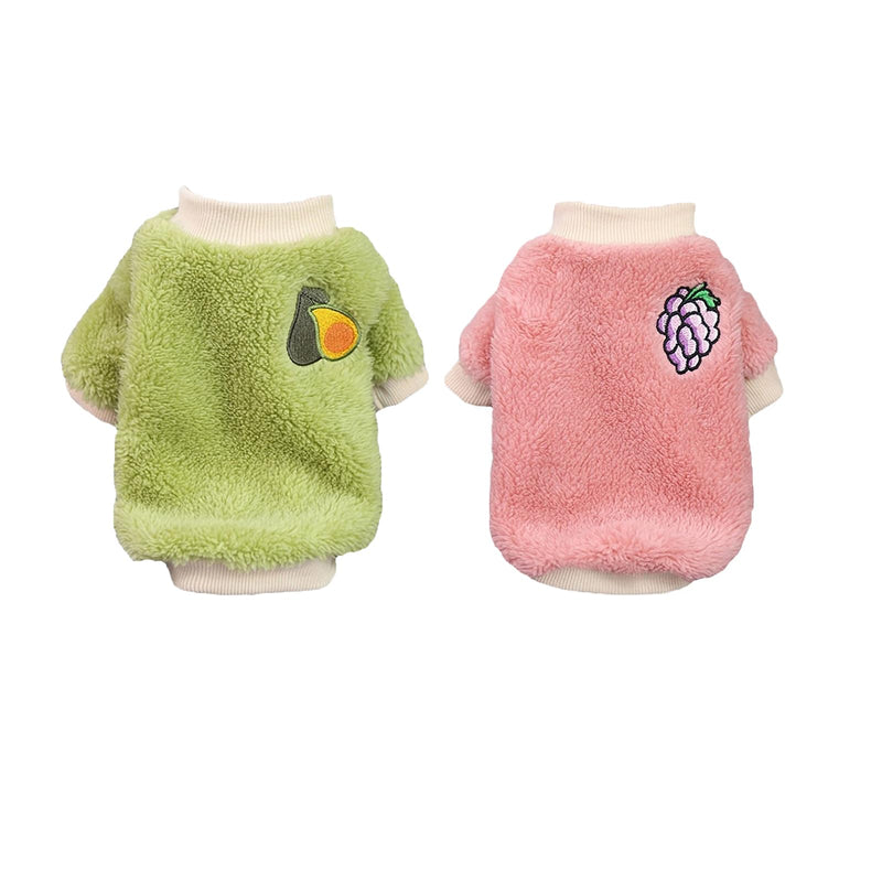 2 Pieces Dog Sweaters Dogs Pajamas Fleece Winter Warm Puppy Pet Coat Soft Sweaters Puppy Clothes for Small Dogs Cats Girls Boys XXS (Avocados, Grapes, XS) Avocados, Grapes - PawsPlanet Australia
