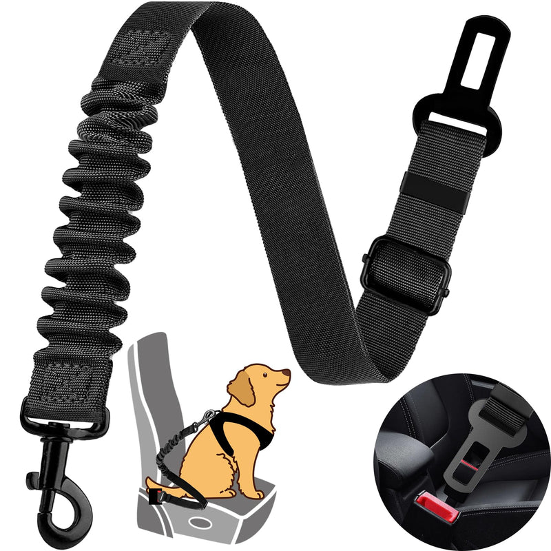 Dog Seat Belt Retractable Dog Car Harness 1 Pack Adjustable Pet Safety Belt with Elastic Bungee Buffer Heavy Duty & Durable & 360 Degree Swivel Dog Seatbelts Black-1Pack 1Pack - PawsPlanet Australia