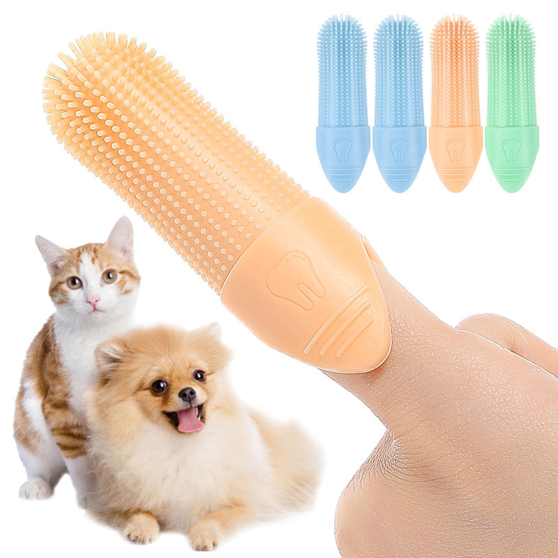 4Pcs Dog Toothbrush, Dog Toothbrush Finger for Cats and Dogs, 360° Cleaning Finger Toothbrush for Dogs, Food Grade Silicone Dog Finger Toothbrush Fits Most Fingers - PawsPlanet Australia