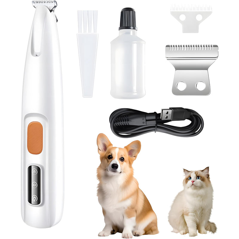 Dog Paw Trimmer with Led Light, 18mm-Blade Electric Dog Clippers for Groomming, Led Display Rechargeable Hair Shaver for Paws, Ears, Face, Rump and Eyes Orange - PawsPlanet Australia