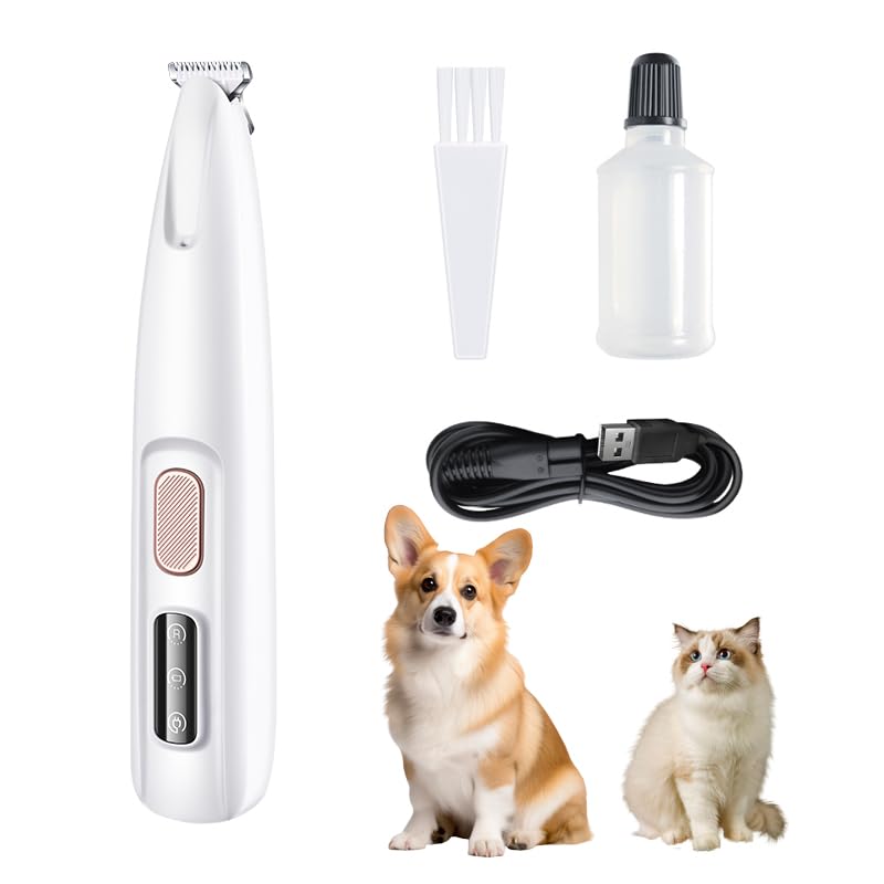 Dog Paw Trimmer, Ultra-Low Noise Electric Pet Paw Trimmer with LED Light White - PawsPlanet Australia