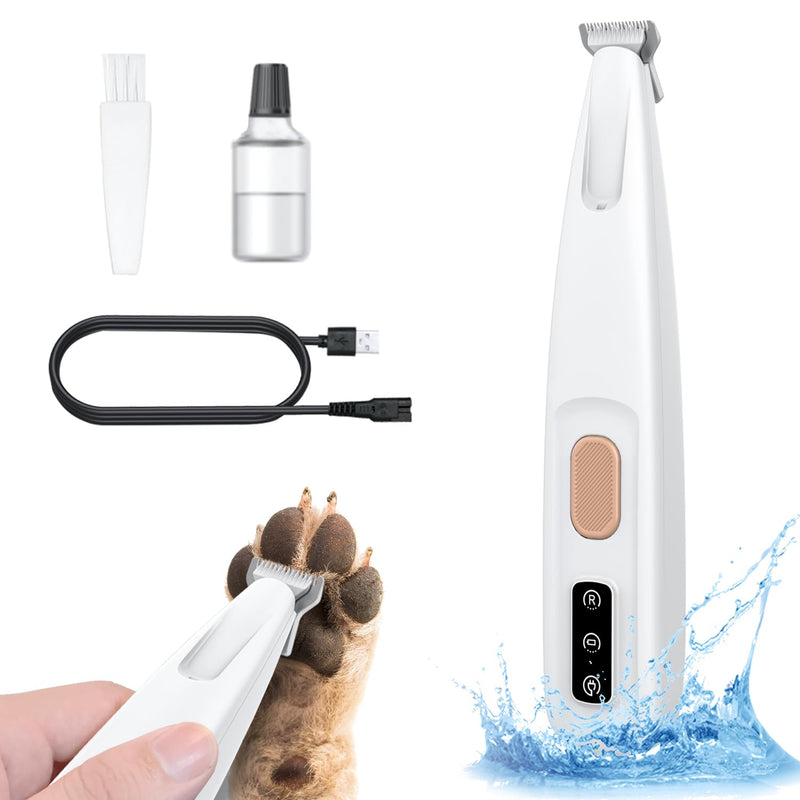 Dog Paw Trimmer with Detachable Ceramic Blade for Trimming, Cat & Dog Hair Clippers, Electric Dogs Trimmer for Paws, Rechargeable Paws Trimmers for Paws, Eyes, Ears, Face, Rump-White(Set of 3) White Set of 3 - PawsPlanet Australia