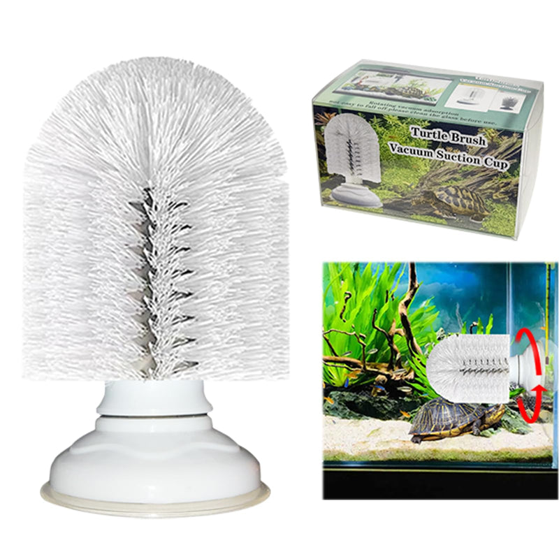 Turtle Brush with Suction Cup, Screw The Upgraded Turtle Scrub Brush Tightly on The Glass, It is Not Easy to Fall Off and Slide, Helping The Turtle Remove Dirt on The Back and Abdomen. - PawsPlanet Australia
