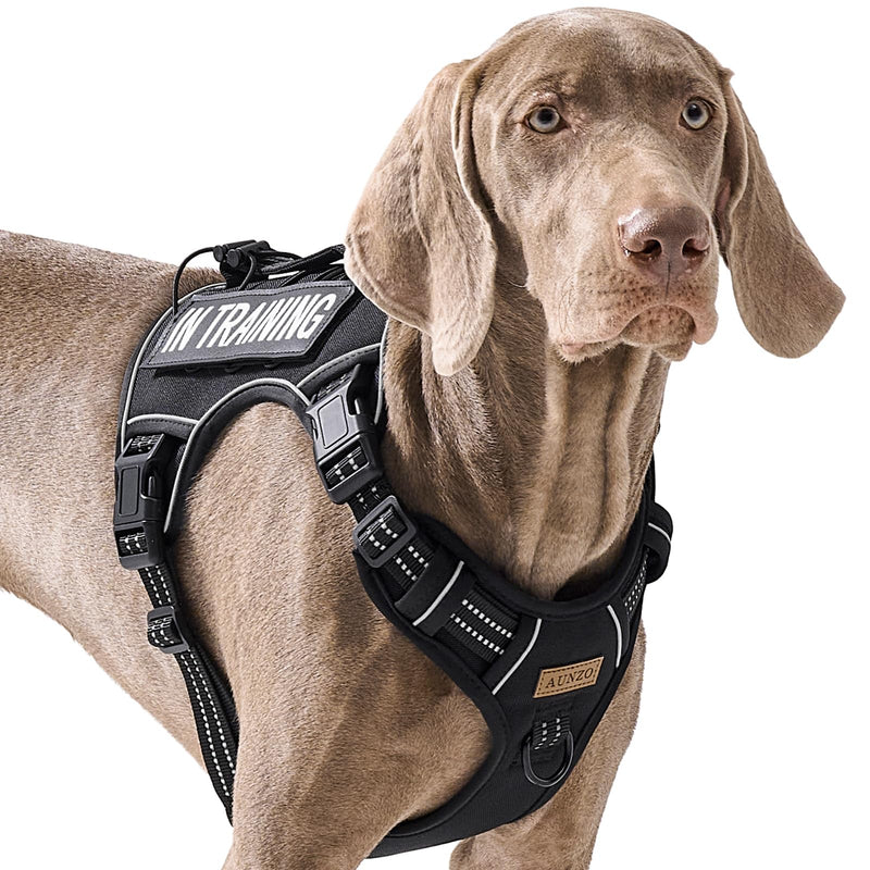 Tactical Dog Harness for Large Dogs, for Golden Retriever, Labrador, German Shepherd etc, No Pull Reflective No Choke Adjustable and Padded Pet Vest Harness, Black, L - PawsPlanet Australia