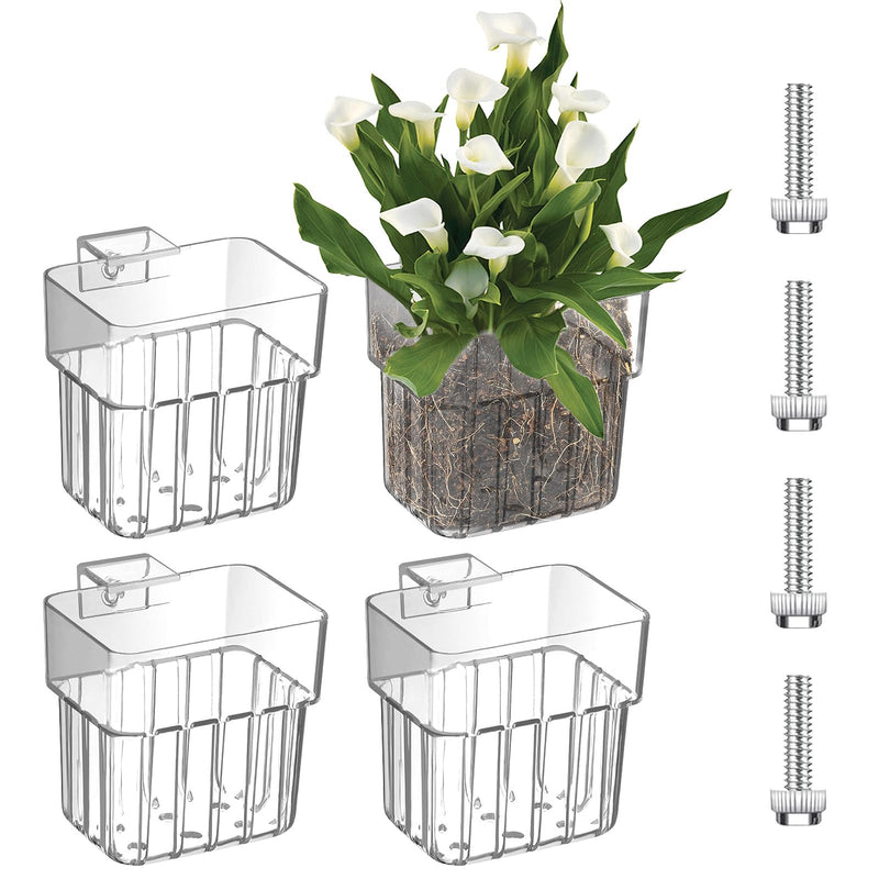 4 Pcs Aquarium Plant Holder,Hanging Fish Tank Plant Pot Aquarium Planter Cups,Suitable for Fish Tank Scene Arrangement of a Variety of Plants Hydroponics - PawsPlanet Australia