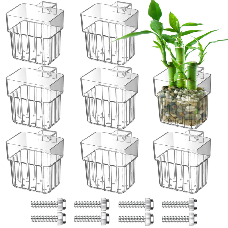 4PCS Clear Aquarium Plant Holder, Hanging Aquatic Plant Pot Holder with Hole, Adjustable Fish Tank Plant Pot for Aquaponic Plant Cultivation Aquarium Water Feature Decoration 4 - PawsPlanet Australia