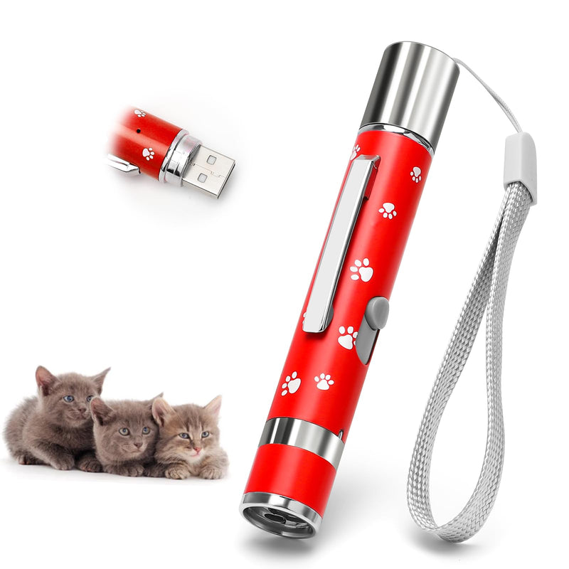 EAWONGEE Cat Toys Rechargeable, Indoor Cats Chase Light Toy, Interactive Toy for Kitty Pet Dog with 3 Light Modes 5 Adjustable Patterns, Red Red 1 PCS - PawsPlanet Australia