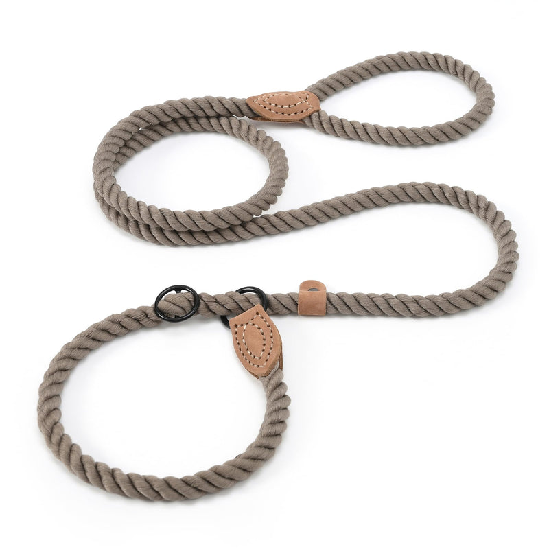 Mile High Life Slip Leads for Dogs | Heavy Duty Dog Training Leash | 5 Feet No Pull Slip Leashes w Leather Tip | Braided Rope Lead for Dogs Outside Braided Rope-Camel - PawsPlanet Australia