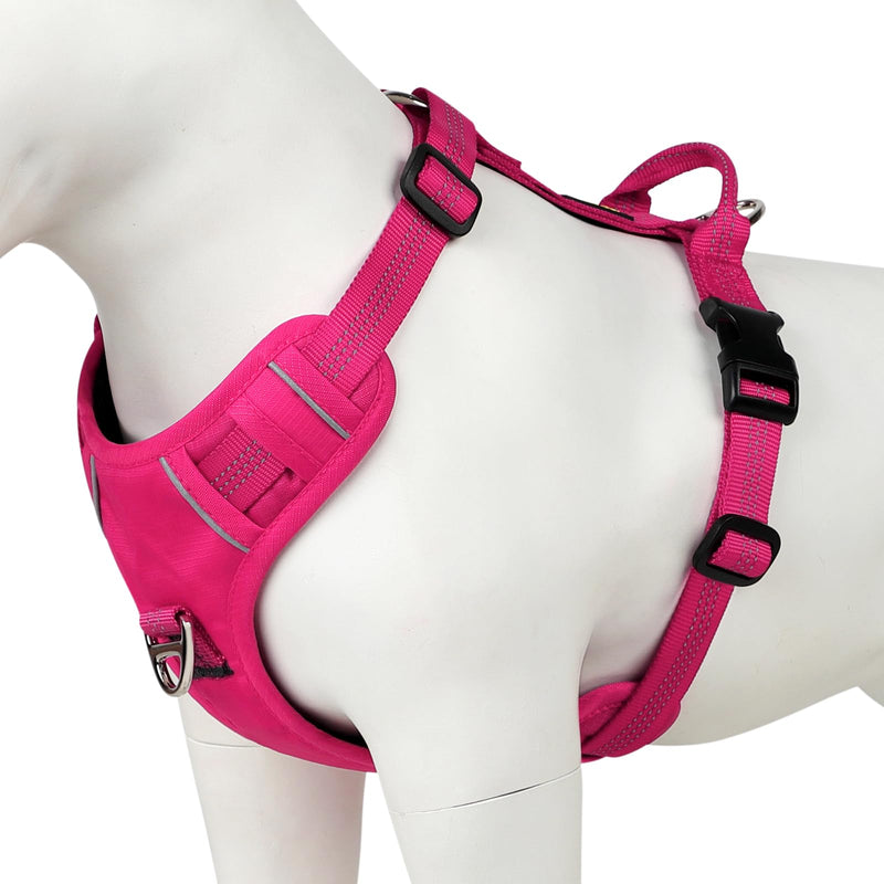 Plutus Pet No Pull Dog Harness, Reflective Adjustable Dog Vest Harness with Handle, Escape Proof, Soft Padded for Small Medium Large Dogs (Hot Pink, M) Hot Pink - PawsPlanet Australia