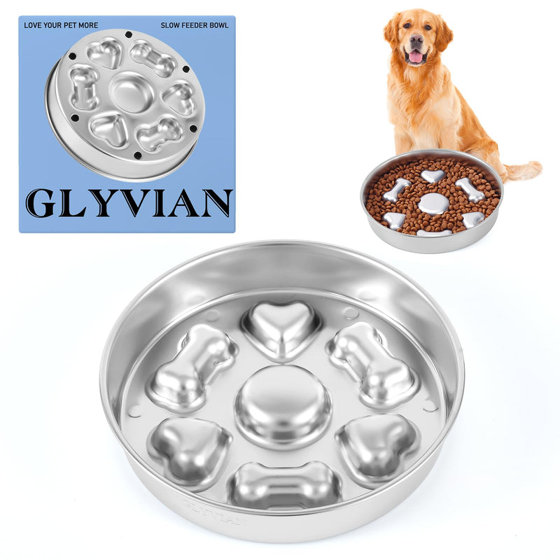 Slow Feeder Dog Bowls Stainless Steel Dog Bowls with Non-Slip Rubber Base Metal Large Capacity Slow Feed Dog Bowl for Small Medium Size Dogs Large Breed - PawsPlanet Australia