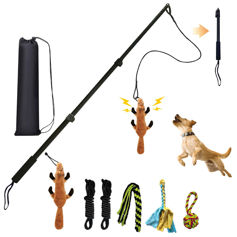 Flirt Pole for Dogs, Interactive Dog Toys Extendable Teaser Wand with Lure Chewing Toy, Chase and Tug of War for Small Medium Large Dogs Training Playing Exercise 2 Switch-40.5 inch - PawsPlanet Australia