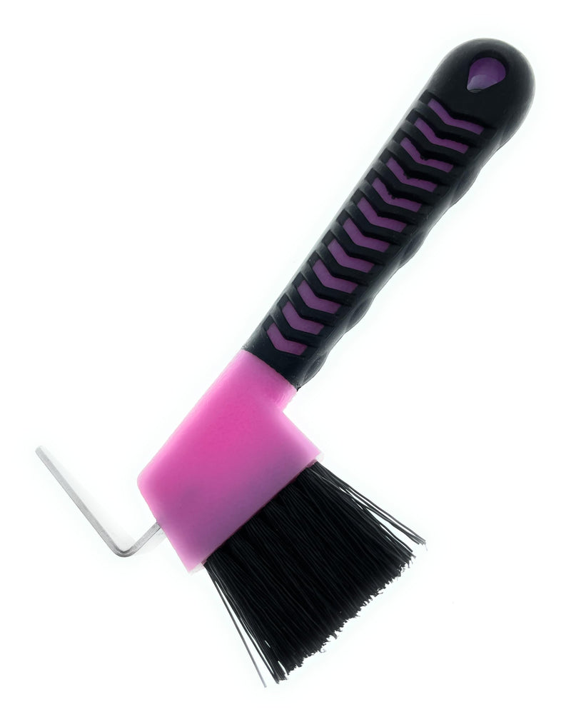 MacMaxe Ergonomic Horse Hoof Pick Brush with Heavy-Duty Rust-Resistant Steel Pick and Durable Nylon Bristles – Ideal for Hoof Care, Easy to Clean, Suitable for Beginners and Advanced Riders (Pink) Pink - PawsPlanet Australia