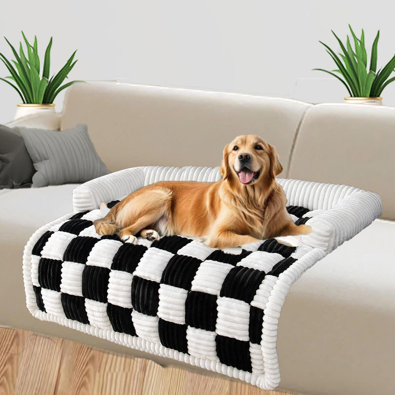Fuzzy Pet Couch Covers for Sofa, Cozy Puppy Dog Bed Covers for Furniture Protector, Non-Slip Fluffy Plush Doggy Sofa Cover Bed for Home and Car (35.43 x 35.43 x 1.97in) Black - PawsPlanet Australia