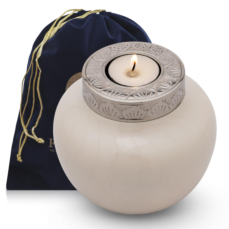 Fovere Pet Cremation Urn with Tealight Holder - Memorial Keepsake for Small & Medium Dogs, Cats, and Small Pets - Elegant Urn for Ashes with Candle Holder & Velvet Bag (Holds Up to 50 lbs Pet Weight) - PawsPlanet Australia