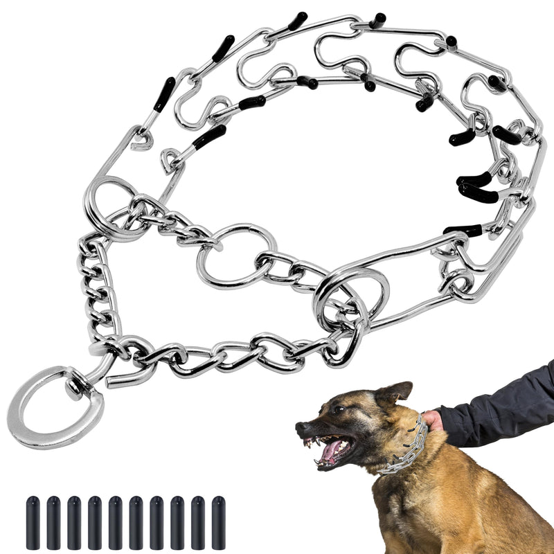 Adjustable Dog Collar, Pinch Collar for Dogs,Dog Training Collar for Small Medium Large Dogs,Metal Prong Collar with Comfort Rubber Tips (Large, 3.5mm, 21.6-Inch) Large ( 3.5mm, 21.6-Inch) - PawsPlanet Australia