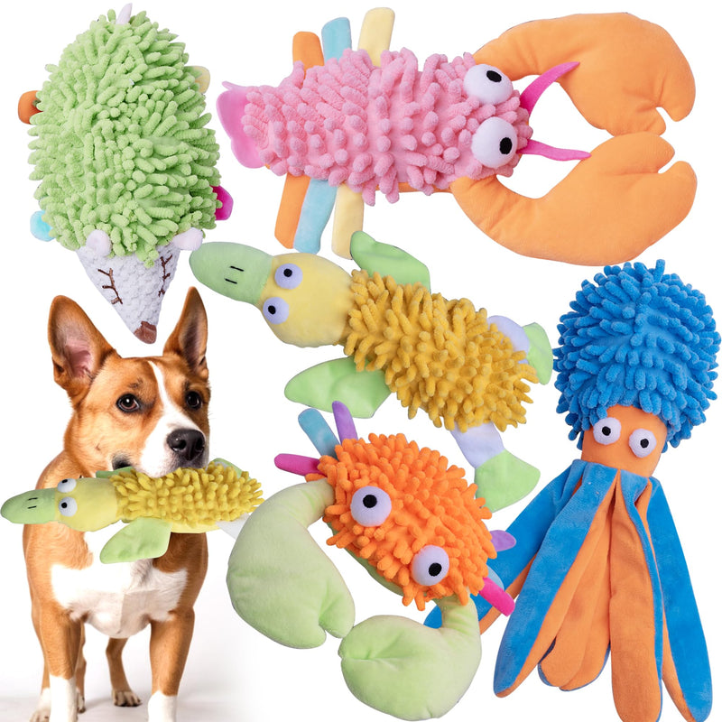 5 Pack Dog Squeaky Toys Bulk Set,Puppy Teething Chew Pet Dog Toy for Medium Small Dogs,Soft Plush Stuffed Crinkle Sound Interactive Fun Dog Toys for Puppy - PawsPlanet Australia