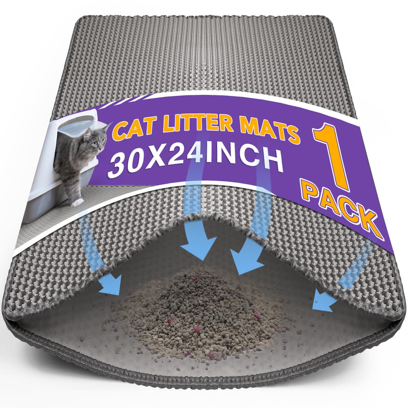 Cat Litter Mat Double Layer Waterproof Urine Proof Trapping Mat 1 Pack (Gray, 30x24 Inch) 30 x 24 Inch-1Pack - PawsPlanet Australia