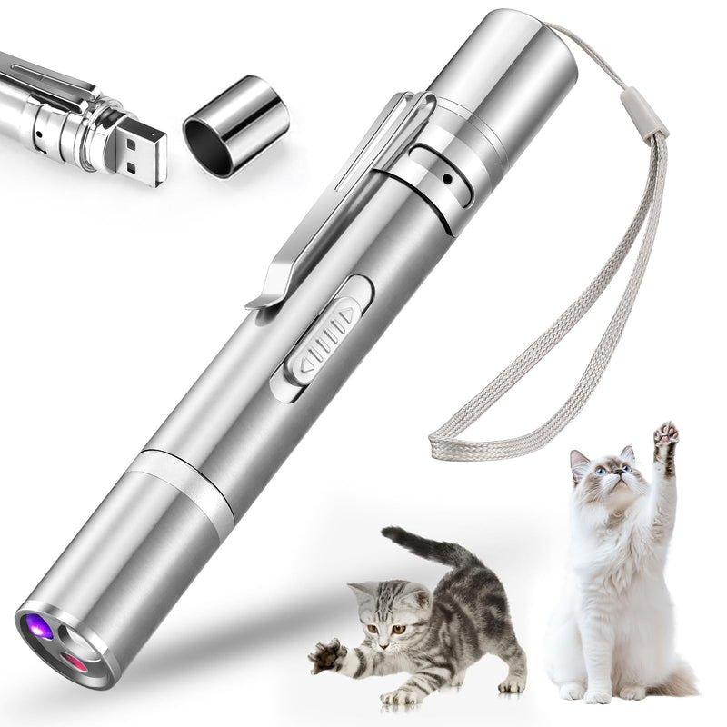 Cat Pointer Toy, LED Light Pointer Cat Toys for Indoor, USB Recharge 3 Light Colors Cat Interactive Toys for Dogs, Cats, Training Chaser Interactive Toy - PawsPlanet Australia