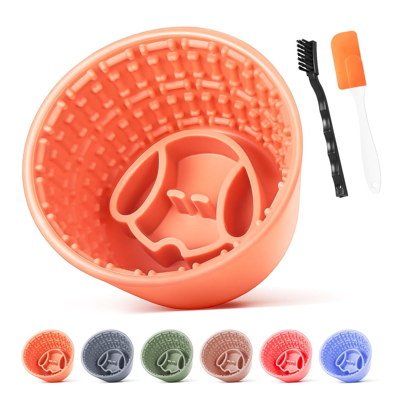 Slow Feeder Dog Bowl,Non-Slip Lick and Freeze Bowl for Dogs,Long Lasting Silicone Licking Mat for All Dog Sizes,Anti-Chocking and Reduce Anxiety(Orange) Orange - PawsPlanet Australia