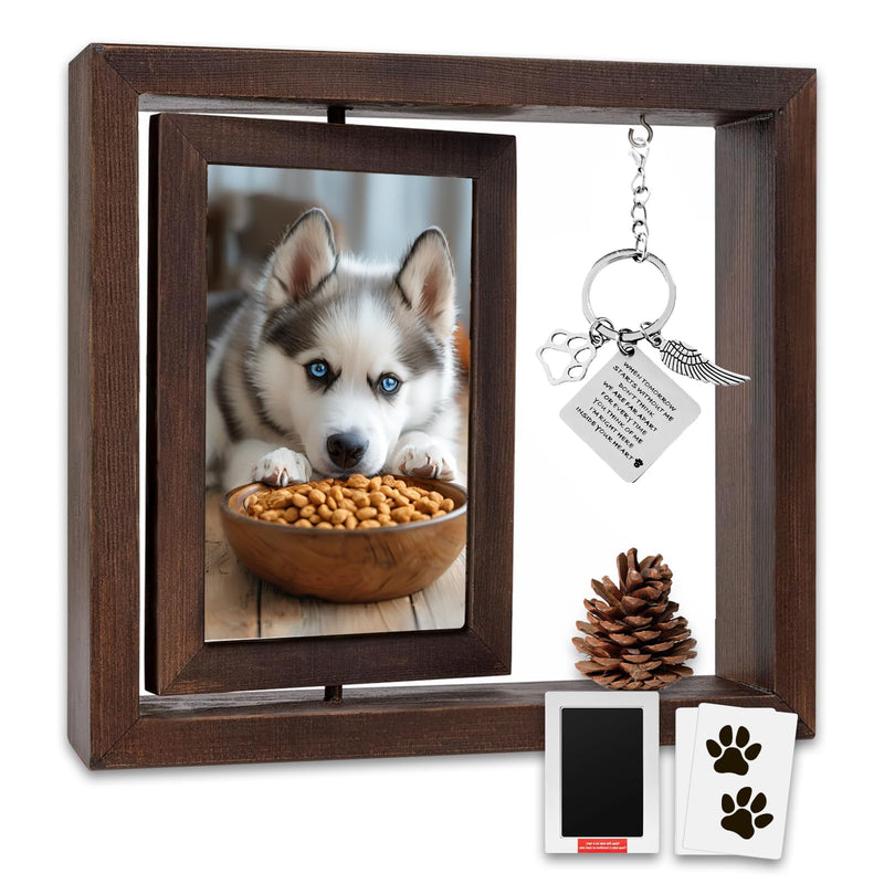 Pet Memorial Gifts for Dogs Cats, Dog Memorial Rotating Wooden Picture Frame for 4x6 Photo, Dog Bereavement Remembrance Picture Frame With Pet Paw Print Kit, Loss of Dog Sympathy Gift - PawsPlanet Australia