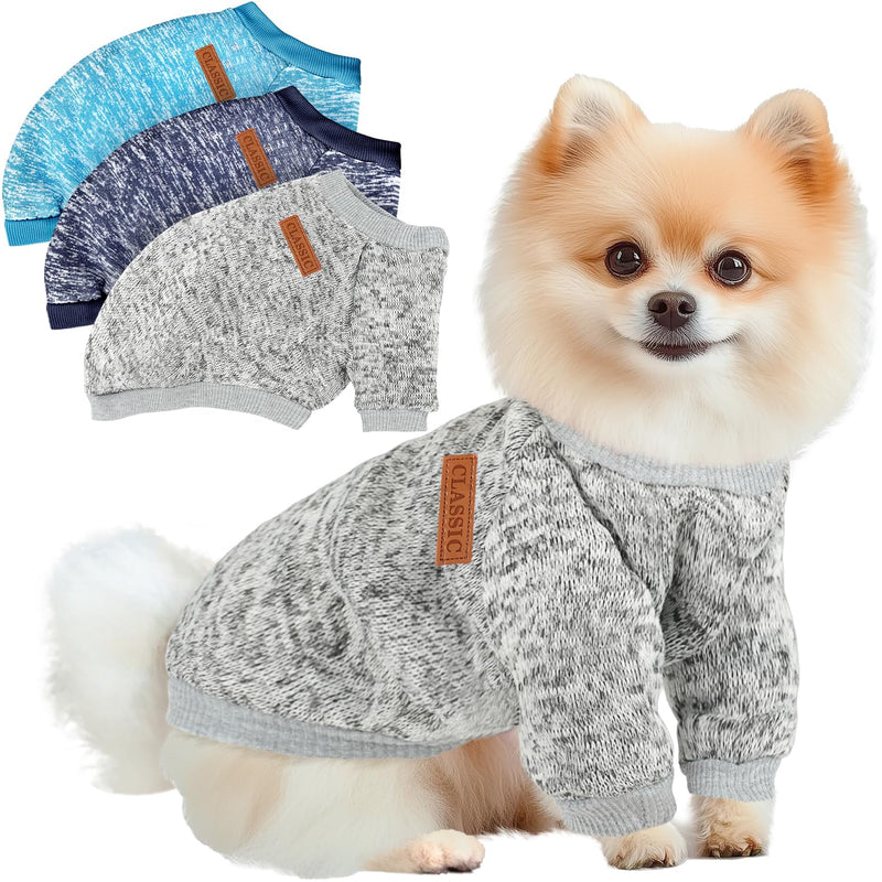 3 Pack Dog Sweaters for Small Dogs Girl Boy Dog Winter Fleece Clothes Warm Soft Dog Sweatshirt Outfit for Dog Cat Pet Apparel - PawsPlanet Australia