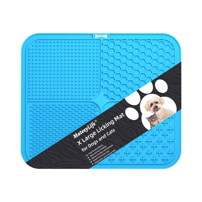 MateeyLife X Large Lick Mat for Dogs Large, Slow Feeder Dog Bowls Lick Pat for Large Dog, Dog Lick Mat for Anxiety Relief, Dog Enrichment Toys to Keep Them Busy, Dog Licking Mat for Bathing Blue 11.9'' × 10''XL-Blue - PawsPlanet Australia