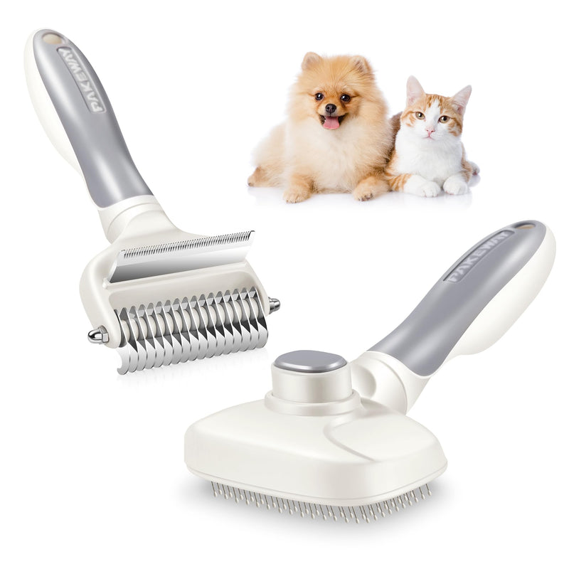 Potaroma 3 in 1 Dog Cat Grooming Set, Double-Sided Deshedding - Dematting Undercoat Rake and Pin Brush, Shedding Brush Pet Hair Deshedder, Green White - PawsPlanet Australia