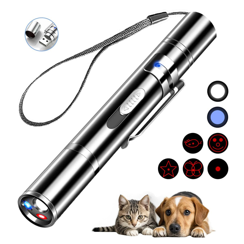 Laser Pointer Cat Toys, Cat Laser Pointer Toy with Three Light Modes, Five Adjustable Patterns,USB Portable Charging, Interactive cat Toy Multifunctional and Portable - PawsPlanet Australia