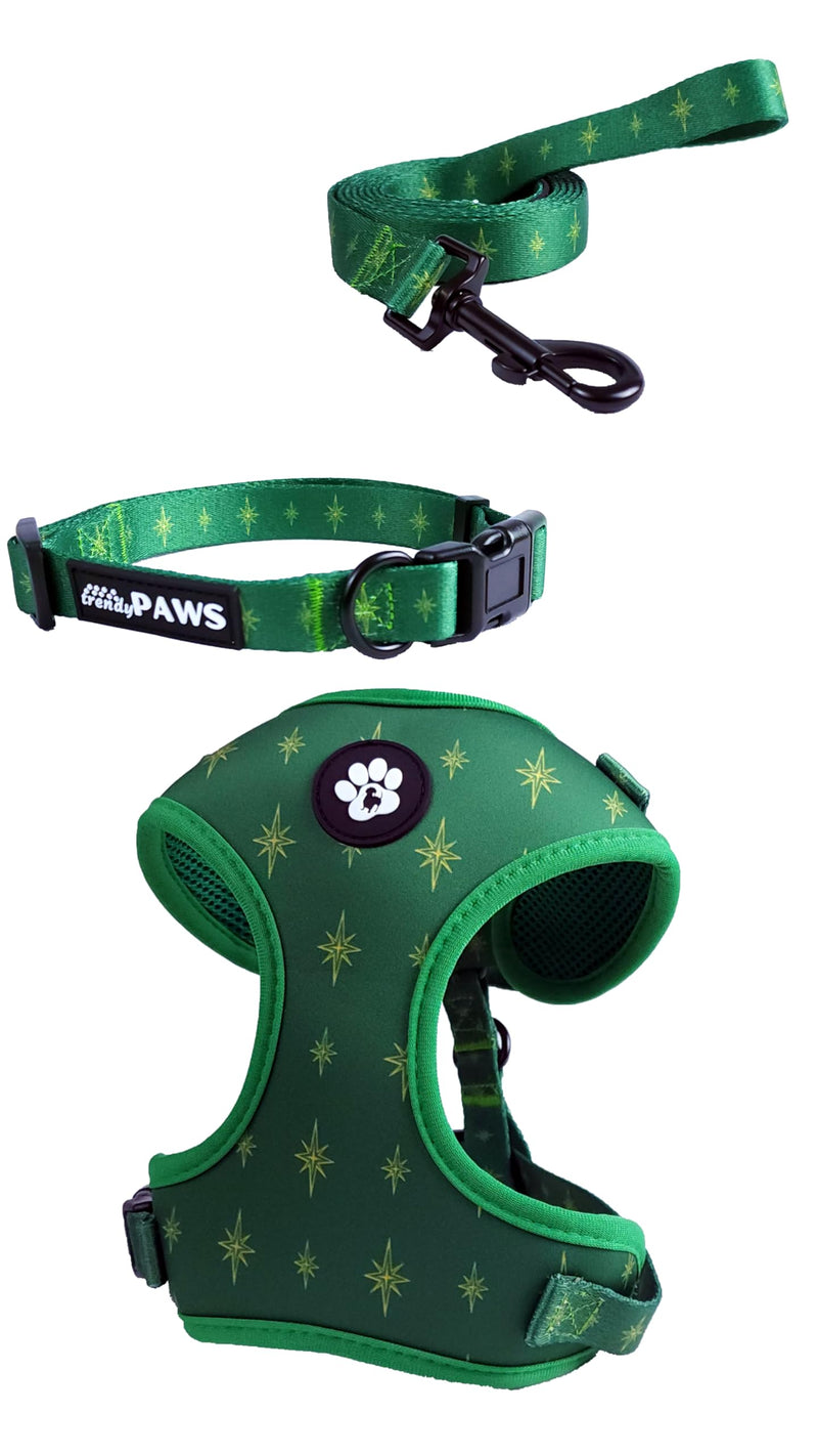 TrendyPaws Dog Harness, Collar and Leash Set, Breathable Mesh, S/M/L Sizes (Emerald, Small) Emerald - PawsPlanet Australia