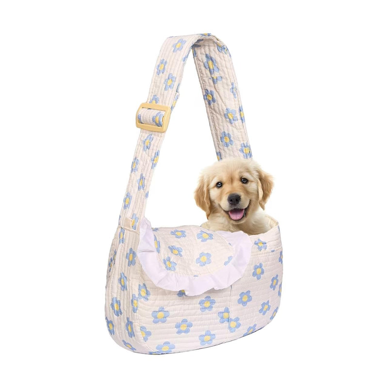 Floral Print Pet Carrier Bag for Small Dogs and Cats, Hands-Free Design Pet Bags(Blue Floral, Small) Blue floral - PawsPlanet Australia