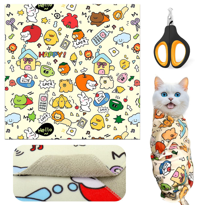 Cat Grooming Supplies - Cat Wrap for Cutting Nails with Cat Nail Clipper, Cat Restraint for Nail Clipping to Anti-Runaway/Scratch/Bitten, Cat Swaddle Wrap for Calming & Holding Cat (X Large) Animal X Large - PawsPlanet Australia