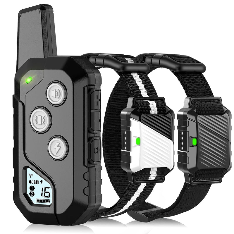 Shock Collar for Dogs, Dog Training Collar with Remote Control for 2 Dogs, 3 Training Modes with Beep, Vibration and Satic, Waterproof, Rechargeable for Large Medium Small Black White - PawsPlanet Australia