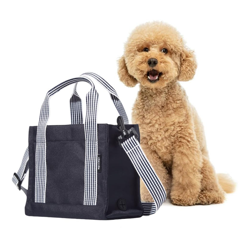 Dog Walking Bag Crossbody Tote and Dog Treat Pouch with Built-in Poop Bag Dispenser (Navy) Navy