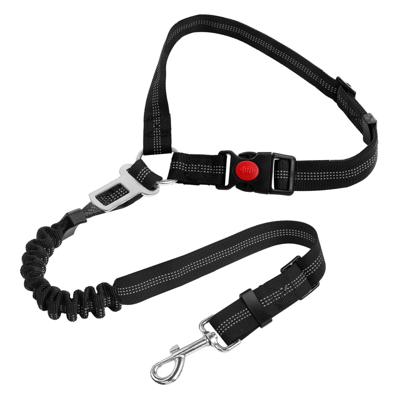 3 in 1 Pet Dog Car Seatbelt Leash, Removable Dog Car Harnesses, Adjustable Reflective Bungee Dog Seatbelt, LightBlack - PawsPlanet Australia