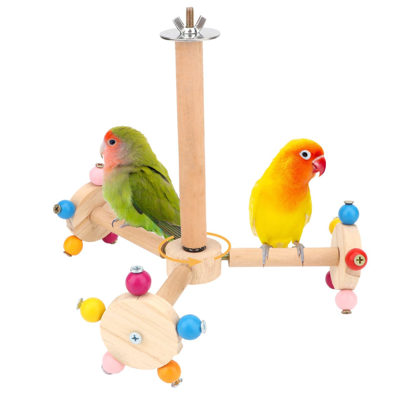 Hypeety Spinning Bird Perch Stand Toy Natural Wood Interactive Exercise Wheel Parrot Perch Toys Bird Rotating Perch for Parrot Parakeets Budgies Lovebirds Finch Conures (3 Stands) 3 Stands - PawsPlanet Australia