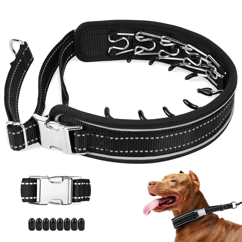 Mayerzon Prong Collar for Large Medium Dogs, Patented Reflective Pinch Collar with Metal Buckle, No Pull Adjustable Hidden Covered Dog Walking Training for Pitbull German Shepherd Doberman Large: 15''-22'' - PawsPlanet Australia