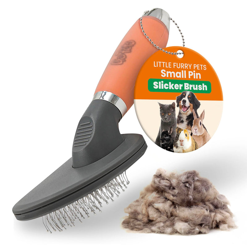 GoPets Small Pin Slicker Brush, Easy-Groom Pin Comb for Tangles & Shedding, Rounded Safety Tips, Dematting Brush for Short & Long Hair Cats, Dogs & Furry Pets, Ideal for Sensitive, Hard-to-Reach Areas - PawsPlanet Australia