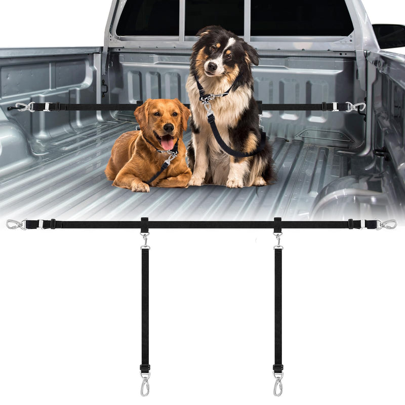 Truck Bed Dog Tether for Two Dogs Double Leash Tether Tie Down System Dog Car Harness Belt Heavy Duty Adjustable Double Safety Leash Canine Leash for Pickup SUV Truck Outdoor Bed Leash - PawsPlanet Australia