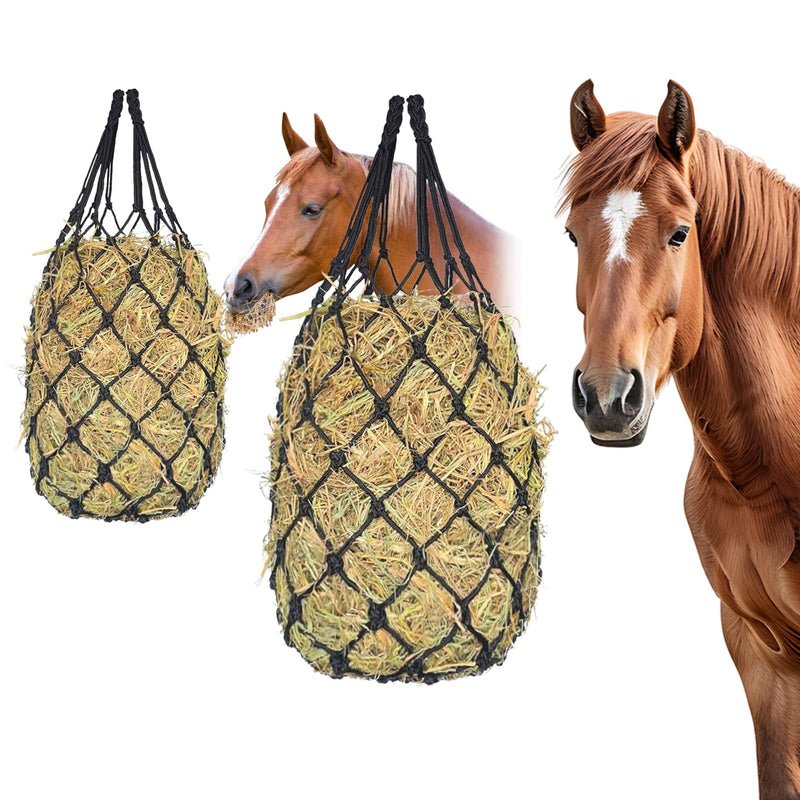 Slow Feed Hay Nets for Horses 2PCS, 42" Length with 2" Holes Hay Nets Holds 3-5 Flakes, Chew-Resistant Polyester Fiber Material - PawsPlanet Australia
