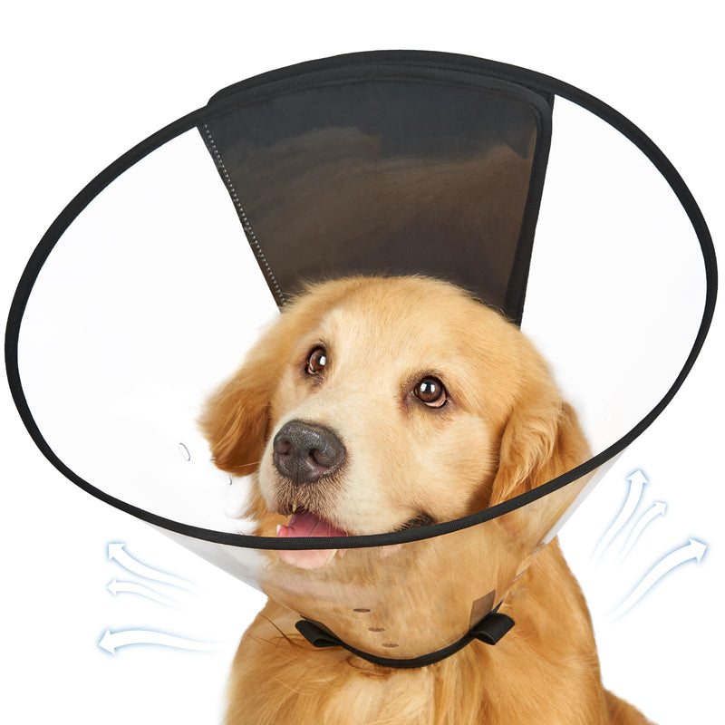 Dog Cone Collar, Transparent Recovery Collar for Large Medium Small Dogs, Soft Cone for Dogs After Surgery to Prevent Licking Wound, Enhanced Visibility Elizabethan Collar Ultra Transparent XL(Neck:17-20.5") - PawsPlanet Australia
