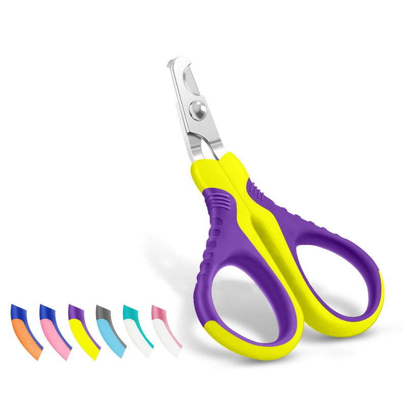 WePet Pet Nail Clippers U07.1, Professional Claw Trimmer, Bended Scissor Special for Cats, Kittens, Dogs, Puppies, Small Animals, Yellow/Purple #16 Yellow/Purple - PawsPlanet Australia