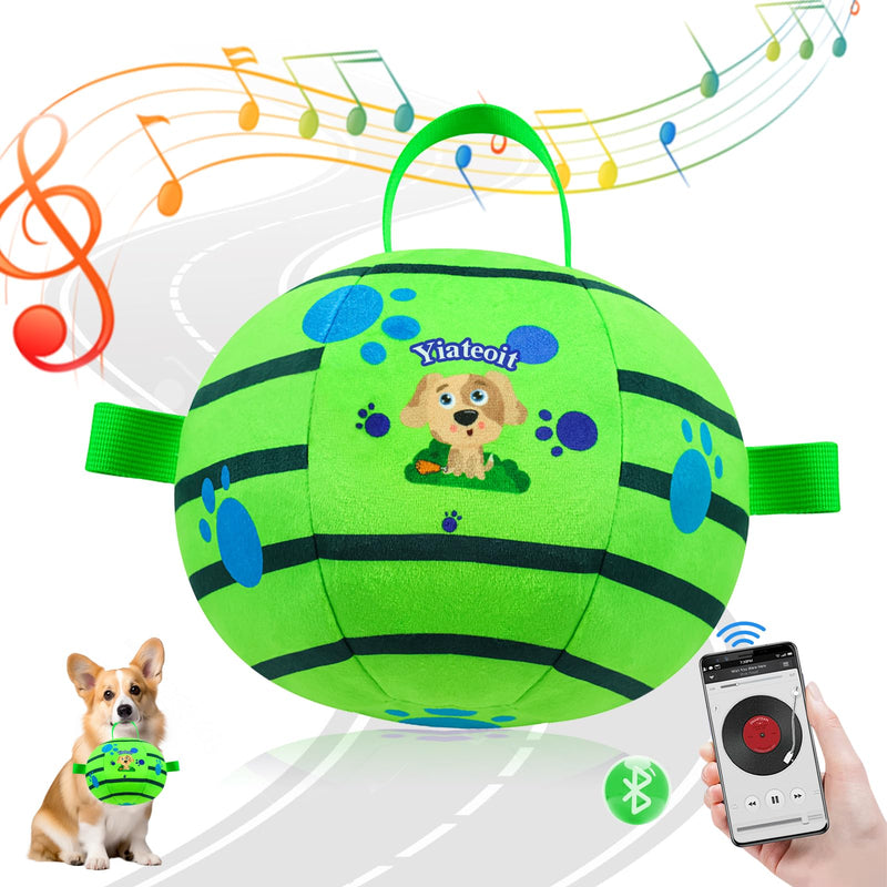 Interactive Dog Toys - Support Bluetooth connection Active Rolling Bouncing Dog Ball with Straps Squeaky Dog Toy for Boredom Self Moving Dog Balls with Music Rechargeable Pet Chew Toys for Small 4.53 inch green - PawsPlanet Australia