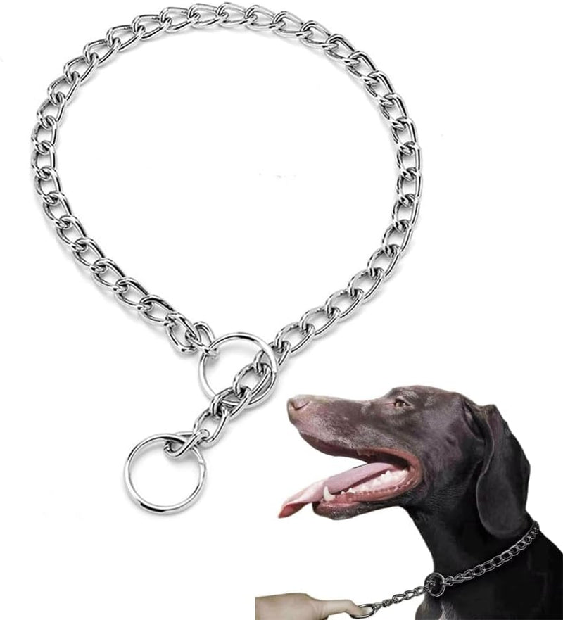 Dog Chain Collars, Metal Choke Link Dog Collar Choker Training Heavy Duty Slip Martingale Puppy Collars for XS Small Medium Large Big XL Breed Dogs (Silver, M(Neck Max 18inch) D3.0mm) Silver M(Neck Max 18inch)D3.0mm - PawsPlanet Australia