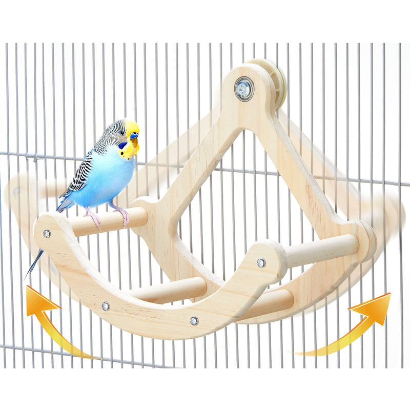 Bird Perch Toy, Interactive Rocking Parakeet Toys and Perches, Wooden Exercise Wheel Cockatiel Toys, Intelligence Puzzle Birds Enrichment Toy for Parrot, Bird Cage Accessories Perch for Budgies Conure Wood Cage Installation - PawsPlanet Australia