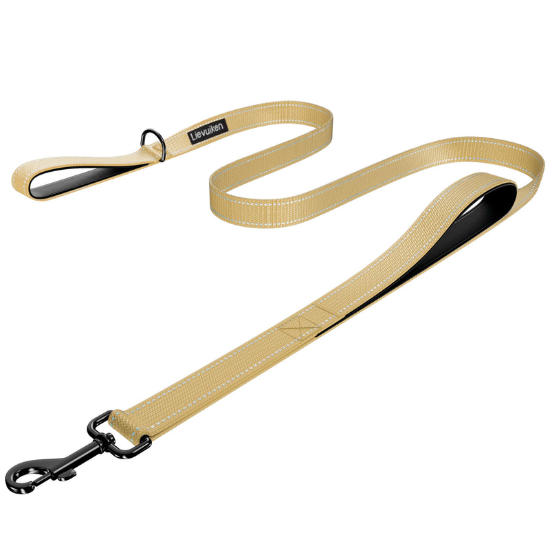 Dog Leash 4ft Long, Double Handle Dog Leash for Safety Control Training, Heavy Duty Dog Leads with Traffic Padded Handles, Reflective Leashes for Small Medium Large Dogs(4ft, Brown) - PawsPlanet Australia